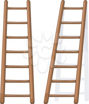 Vector cartoon illustration of a wooden staircase