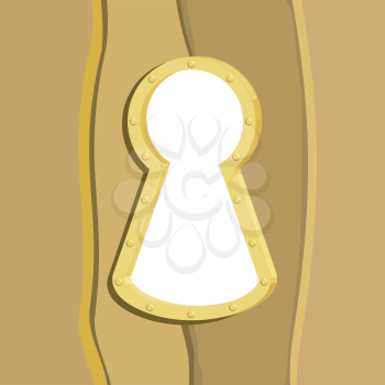Illustration of the cartoon  keyhole in a wooden door