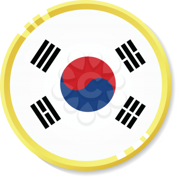 Vector  button with flag Republic of Korea