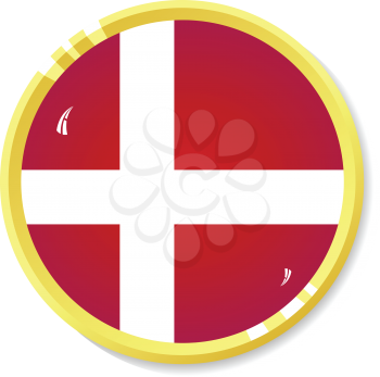 Vector  button with flag Denmark