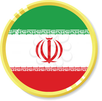 Vector  button with flag Iran