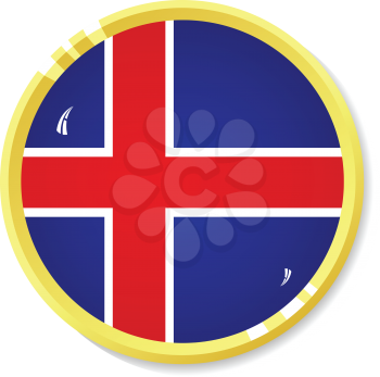 Vector  button with flag Iceland