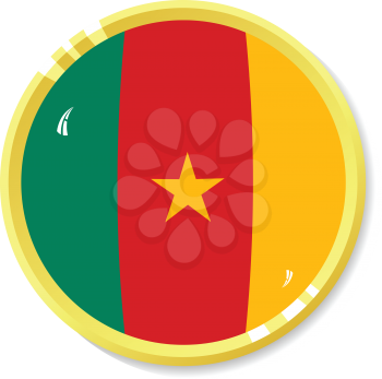 Vector  button with flag Cameroon
