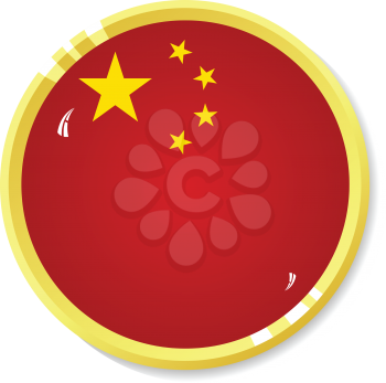 Vector  button with flag China