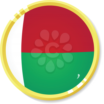 
Vector  button with flag Madagascar