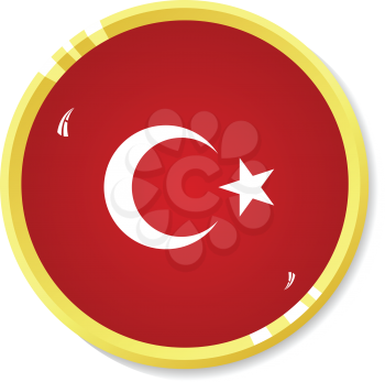 Vector  button with flag Turkey