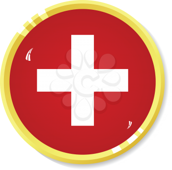 Vector  button with flag Switzerland