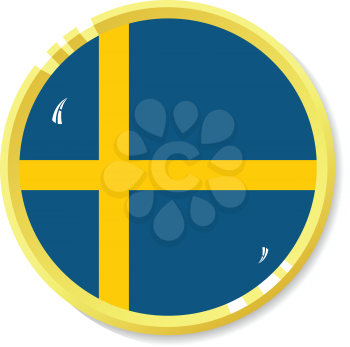 Vector  button with flag Sweden