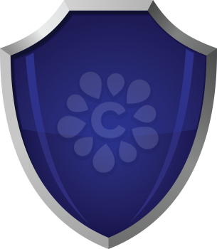 Vector illustration of blue glass shield in a steel frame