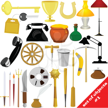 Illustration of a set of objects. EPS10