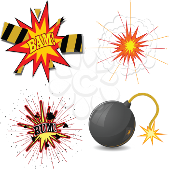 Vector illustration of a set of explosions