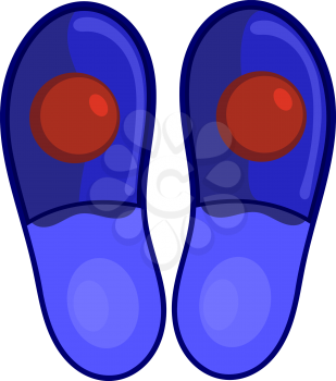 Blue bedroom slippers with red pompoms. eps10