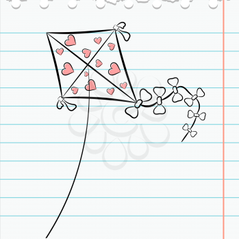 Exercise book leaf with a picture kite. eps10