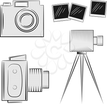 A set of cameras. eps10