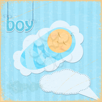 Vintage grunge background with the image of a little boy