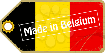 Vintage label with the flag of  Belgium