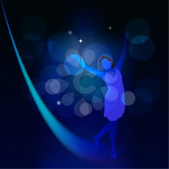 Abstract background with moonlight path and a girl. eps10