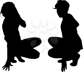 Vector silhouette of two girls