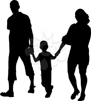 Vector silhouette of couples with baby