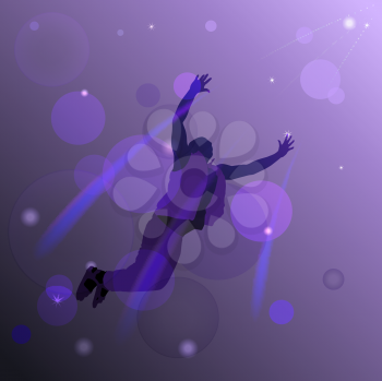 Abstract background with a silhouette of a flying man