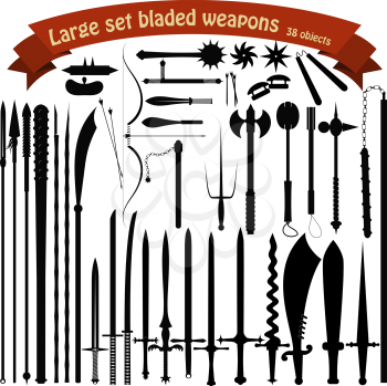A large set bladed weapons