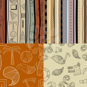 Set of  fullcolor patterns primitive tribal pattern
