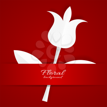 White paper Tulip on red background