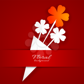 Abstract paper flower on a red background