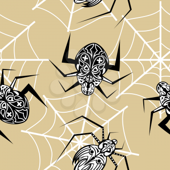 Seamless texture with a spider tattoo