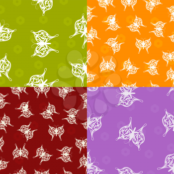 A set of seamless textures with paper butterfly