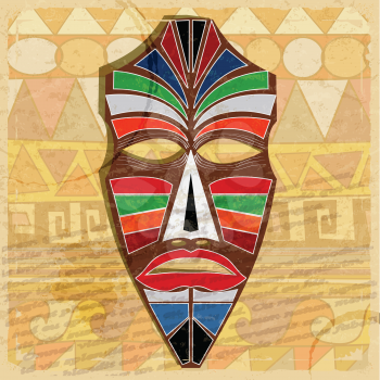 Ethnic mask on vintage background