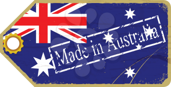 Vintage label with the flag of   Australia