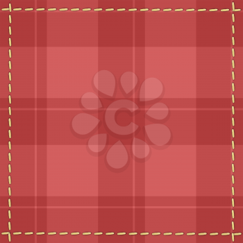 Red checkered background with stitches