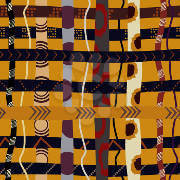 Tribal seamless pattern with overlapping elements