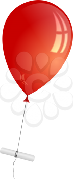 Illustration of a red balloon with a letter attached