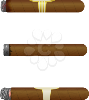 Set of Cuban cigars. Isolate on white background. eps10