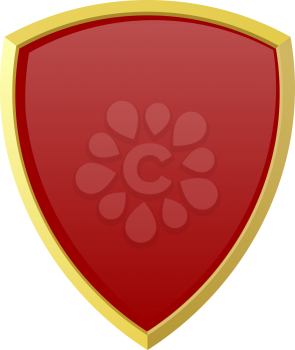 Red shield on white background