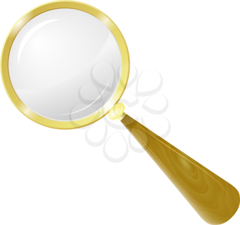 Magnifying glass in a frame of yellow metal