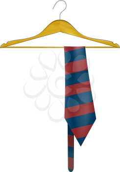 Wooden hanger with a striped tie