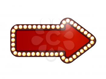 Royalty Free Clipart Image of a Red Arrow With Lights