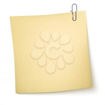 Royalty Free Clipart Image of a Notepaper and Paperclip