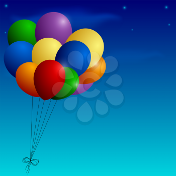 Bunch of colorful balloons on a blue sky