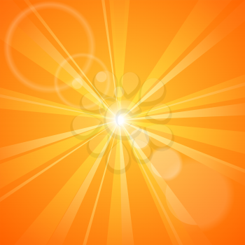 Abstract orange background with sun rays