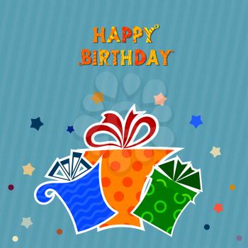 Blue background with gifts on birthday