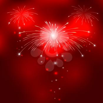 Red background with fireworks