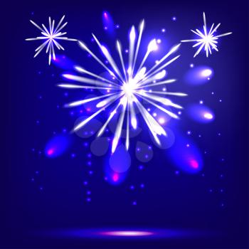Blue background with fireworks
