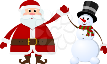 Santa Claus and snowman  on a white background