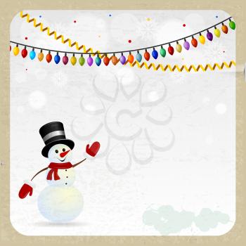  Christmas snowman on a retro  background