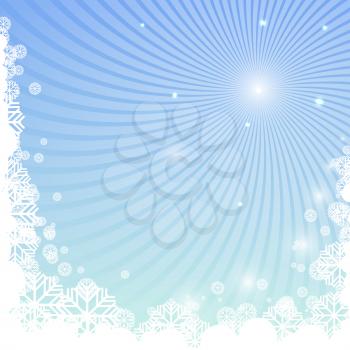 Winter background with snowflakes and curved beams