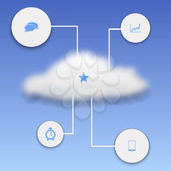Realistic cloud with elements of infographics